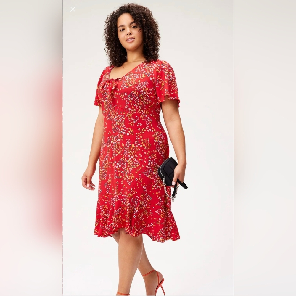 Adore Me Red Flutter Sleeve Sundress